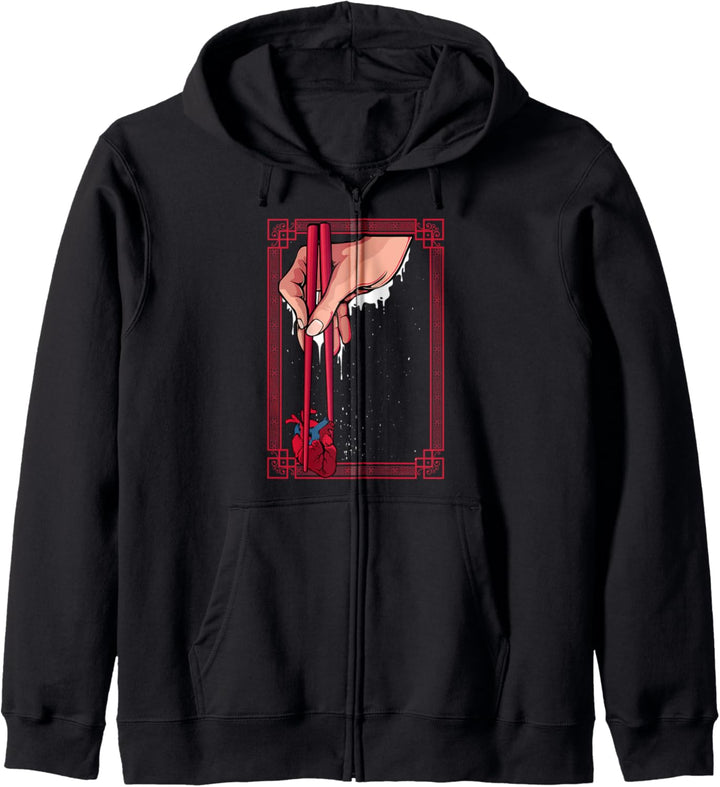 Sushi Chopsticks Stäbchen Herz Gothic Japanischer Stil Anime Kapuzenjacke