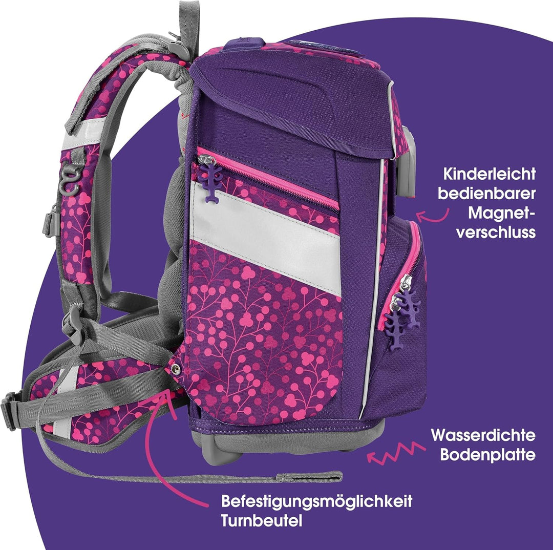 Step by Step Schulranzen-Set SPACE Shine, 5-teilig, ergonomischer Tornister mit Reflektoren, höhenve