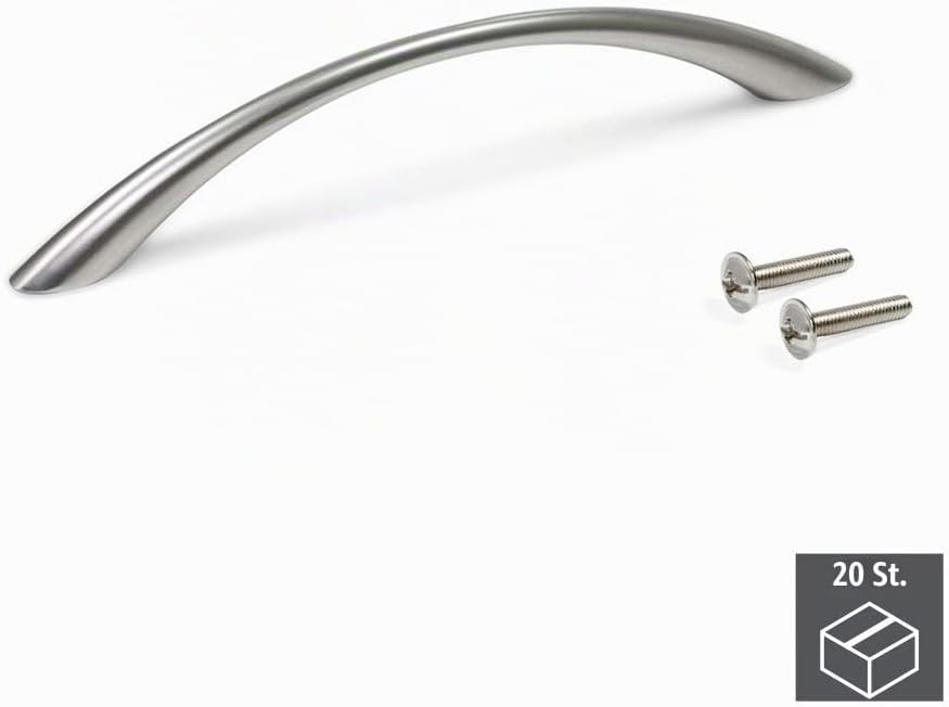 Emuca 9160925 Griffe für Möbelstück, CC 128mm, Zamak, Grau-metallic, 20 Stück Grau-metallic 128 mm 2