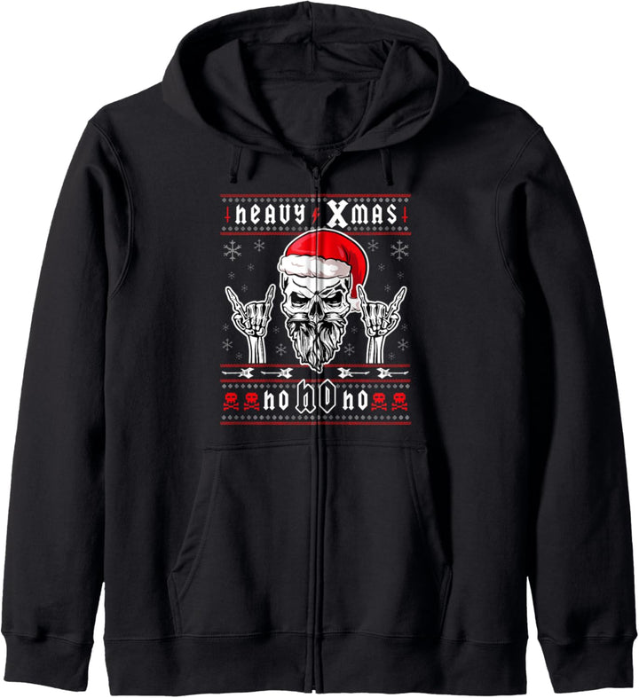 Heavy Xmas Totenkopf mit Weihnachtsmütze Ugly Ho Design Kapuzenjacke