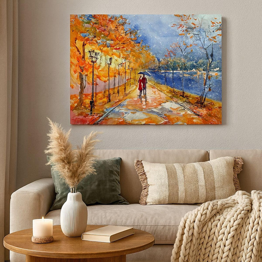 Bilder auf Leinwand 100x70cm Leinwandbild mit Rahmen Park Paar Baum Gross Wanddeko Bild Schlafzimmer