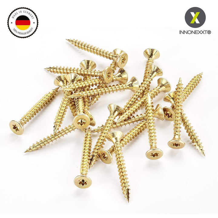 INNONEXXT® Premium Spanplattenschrauben | 3,0 x 30 mm | Fräsrippen | Cut-Spitze | Terrassenschrauben