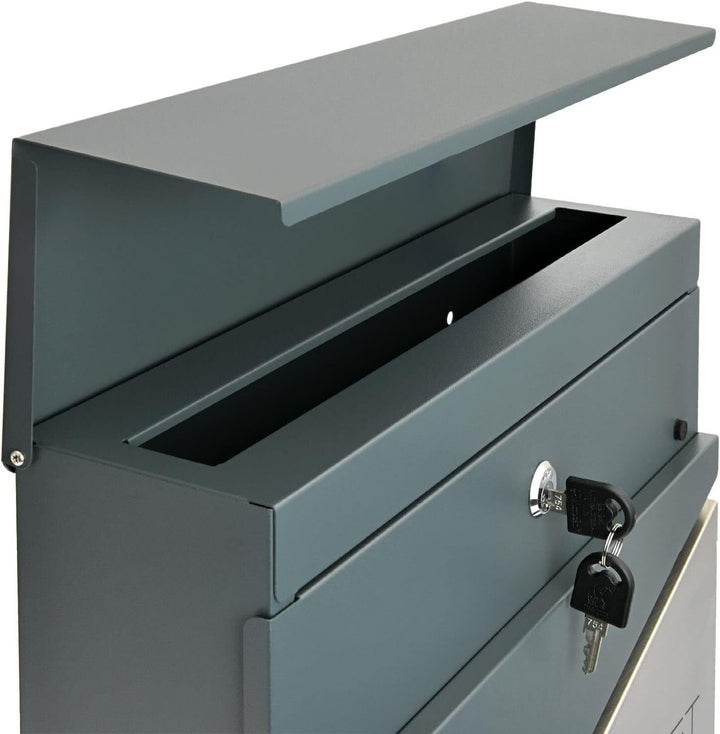 Verda Personalisierter Briefkasten mit Zeitungsfach, 2X Schlüssel Postkasten Designer Wandbriefkaste