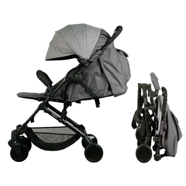 Bambisol YUKO² kompakter Buggy, ab der Geburt, einhändig faltbar, Geländer, recyceltes Polyestergewe