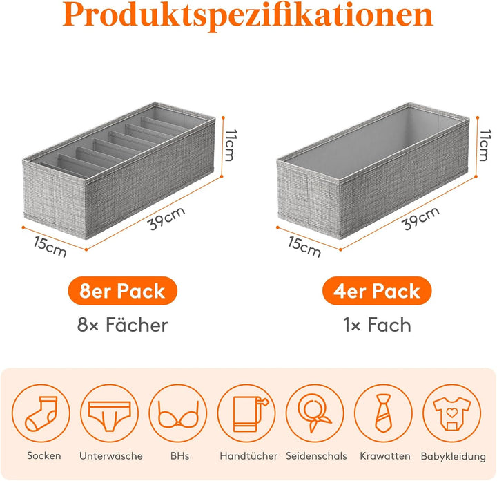 Lifewit 12er Set Hemnes Doppelorganizer für Kommode mit Stabiler Boden, Wickelkommode Organizer, Kle