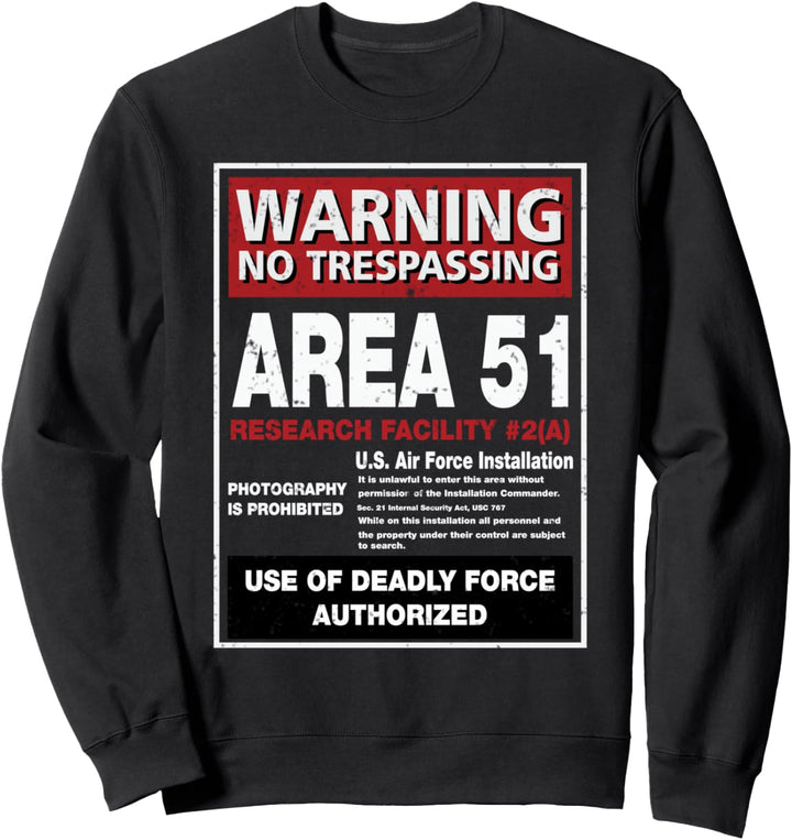 Alien T-Shirt Area 51 Warnschild Las Vegas NV Geschenk Sweatshirt