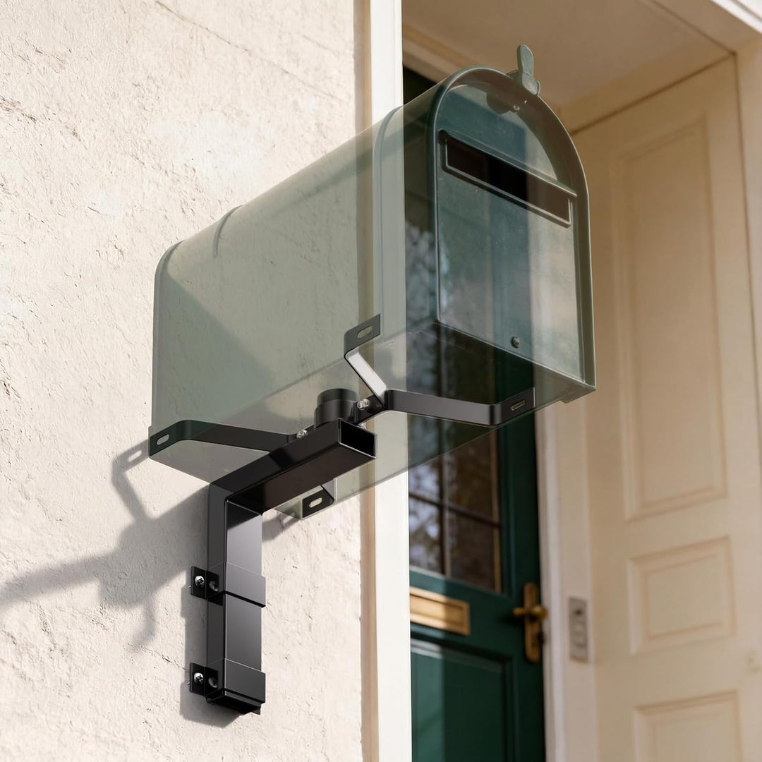 Wiltec Wandhalterung schwarz 50 x 120 x 250 mm für US Mailbox, amerikanischer Briefkasten mit Fahne,