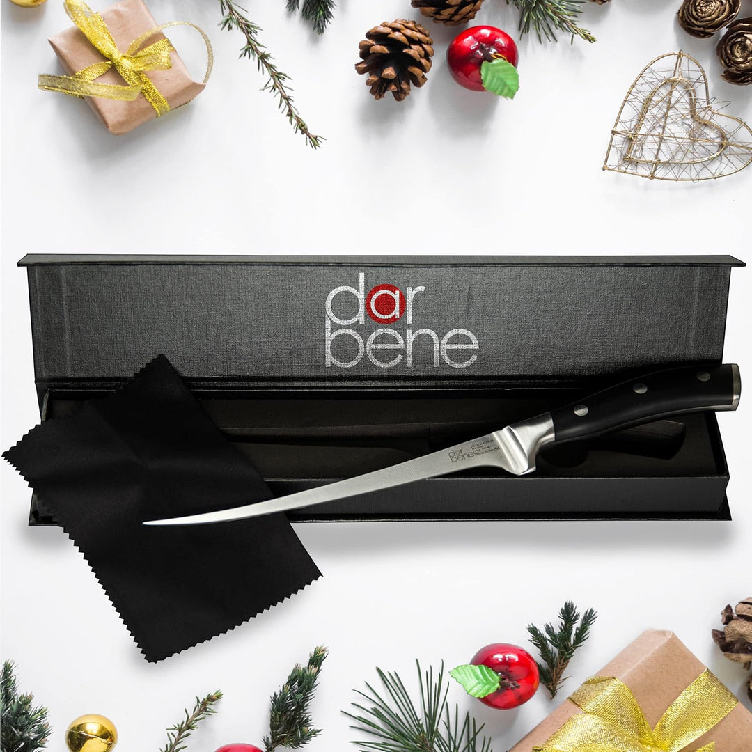 DarBene C-Series 2teilig Profi Küchenmesser aus deutschem Edelstahl, Filetiermesser 18cm, Santoku Me