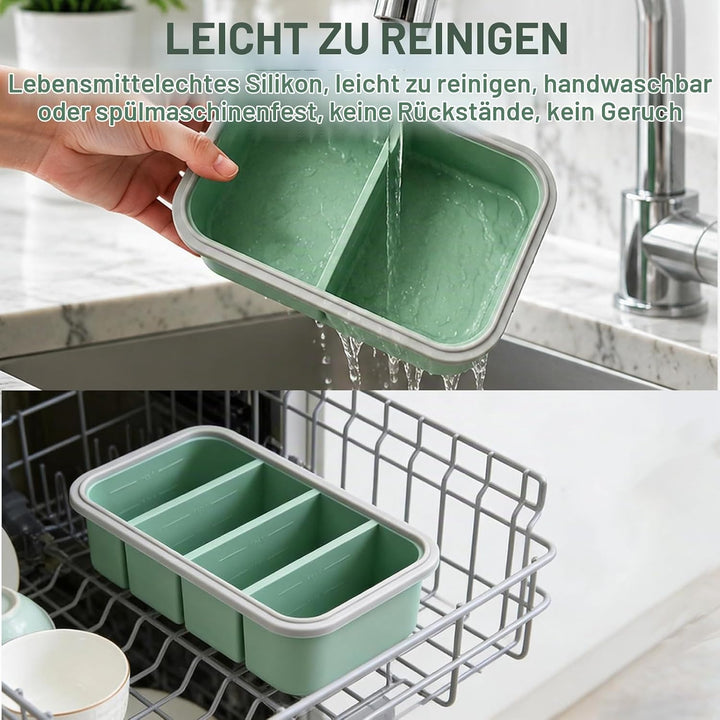3 Stück Souper Cubes-Set Silikon Gefrierform mit Deckel, 2/4/6 Löcher Einfrieren Behälter, Meal Prep