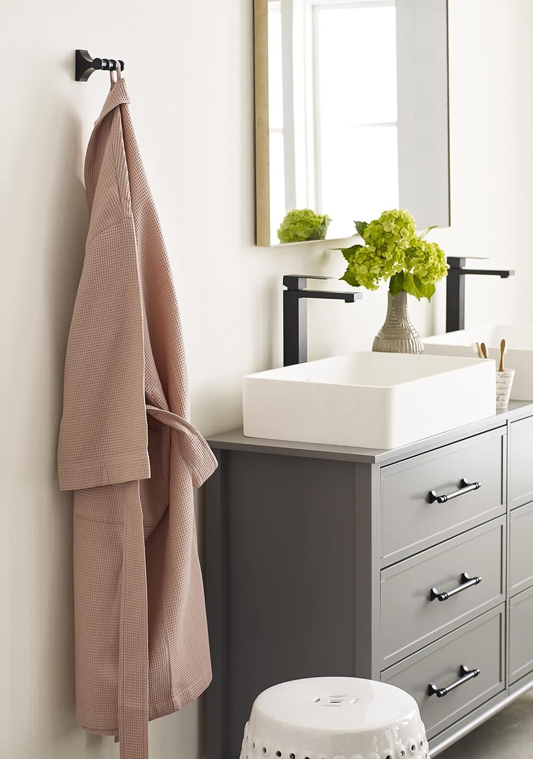 Amerock Davenport Übergangshaken für Bademäntel, matt, Schwarz Robe Hook Matte Black, Robe Hook Matt