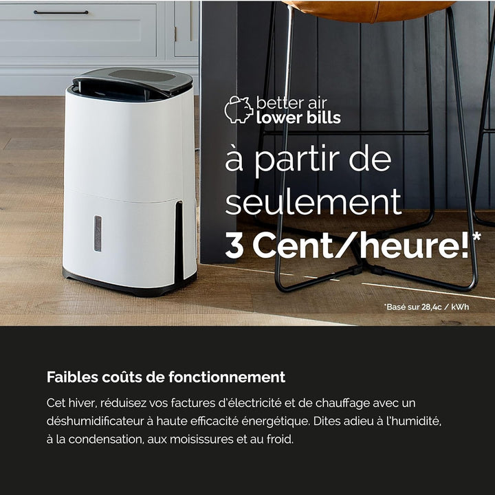 Meaco AreteTwo® 10L Luftentfeuchter & HEPA-Luftreiniger für ein 42m² grosses Zuhause. Entfernt Konde