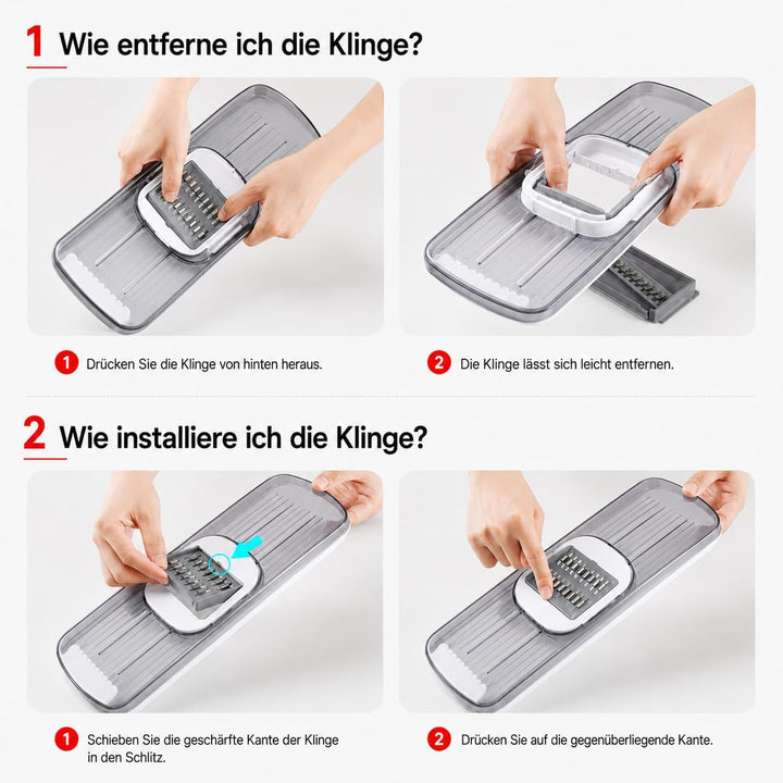 7-in-1 Gemüseschneider und Mandoline Gemüsehobel - Vertikaler Würfelschneider mit Behälter, Julienne