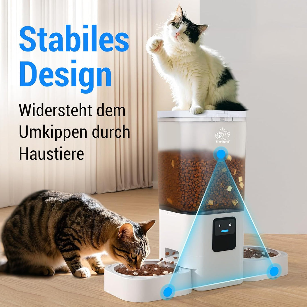 Futterautomat Katze 2 Näpfe mit APP: 5G WiFi Futterspender Katze mit Langsamer Vorschub, 7L Trockenf