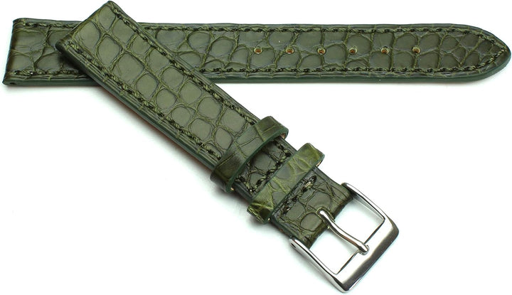 18mm Echt Alligator Klassik handgemacht in Deutschland Uhrenarmband Olive