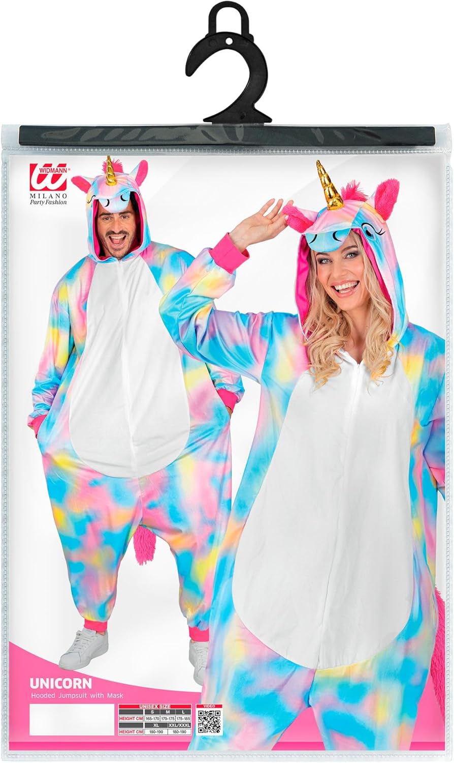 W WIDMANN MILANO Party Fashion - Tier Overall für Erwachsene, weicher Plüsch Jumpsuit mit Kapuze, Ti
