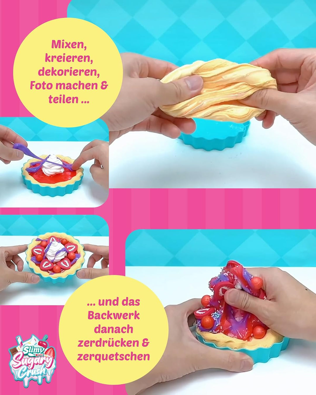 SLIMY Sugary Crush - Jelliee-Pie, Slime und Knete Kreativ-Set, Backspiel zum selber Mischen, Formen