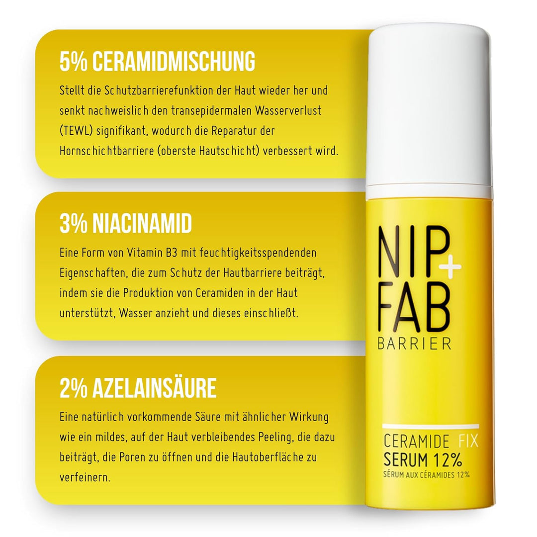 Nip+Fab Ceramide Fix Serum 12% 1.69 Fl Oz, Replenishing Ceramide-Enriched Complex, Skin Barrier Stre