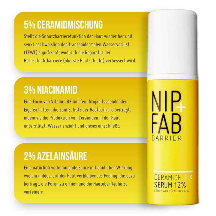Nip+Fab Ceramide Fix Serum 12% 1.69 Fl Oz, Replenishing Ceramide-Enriched Complex, Skin Barrier Stre