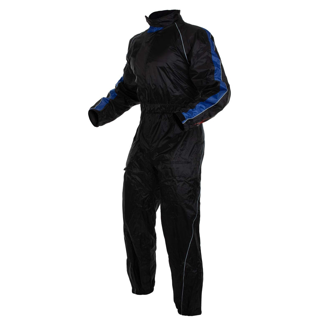 Regenkombi Wasserdicht Motorrad Roller Regenhose Regenjacke Regenanzug Blau L L Blau, L Blau