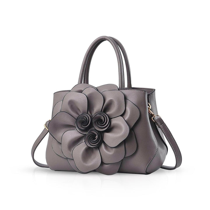 NICOLE & DORIS Modische Damen-Umhängetasche, Handtasche, Umhängetasche, Blumenmotiv Grau, Grau