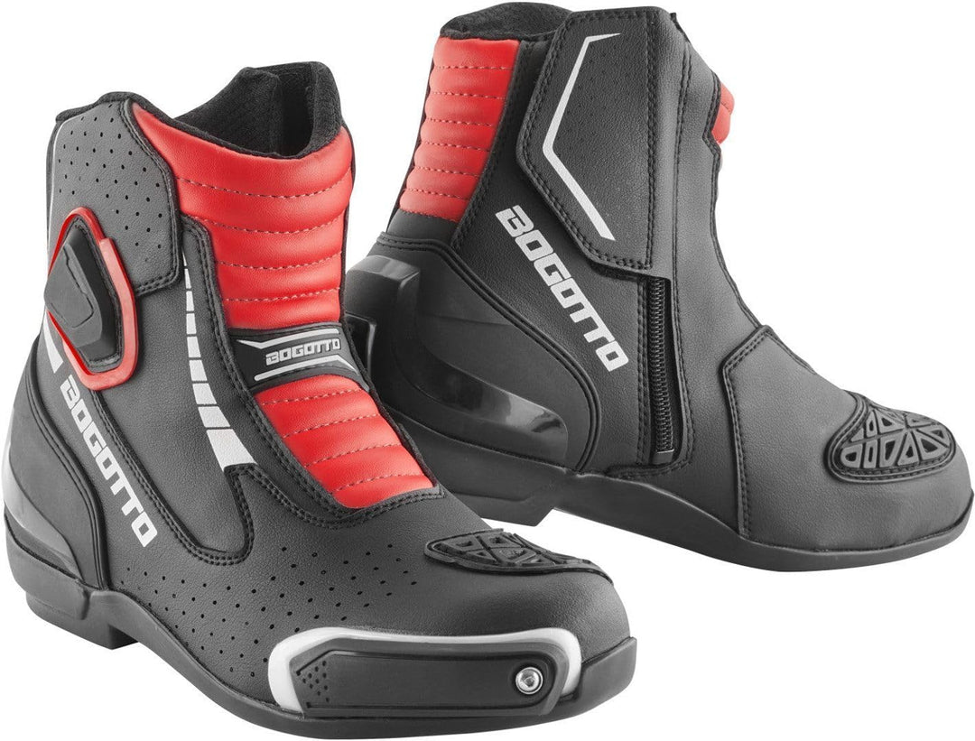 Bogotto Cartagena perforierte Motorrad Stiefel, schwarz/weiss/rot, 42 42 EU Schwarz Weiss Rot, 42 EU