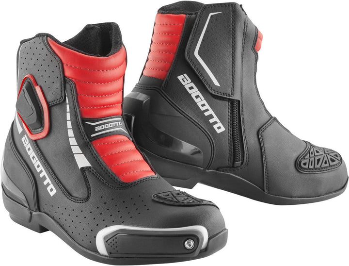 Bogotto Cartagena perforierte Motorrad Stiefel, schwarz/weiss/rot, 42 42 EU Schwarz Weiss Rot, 42 EU