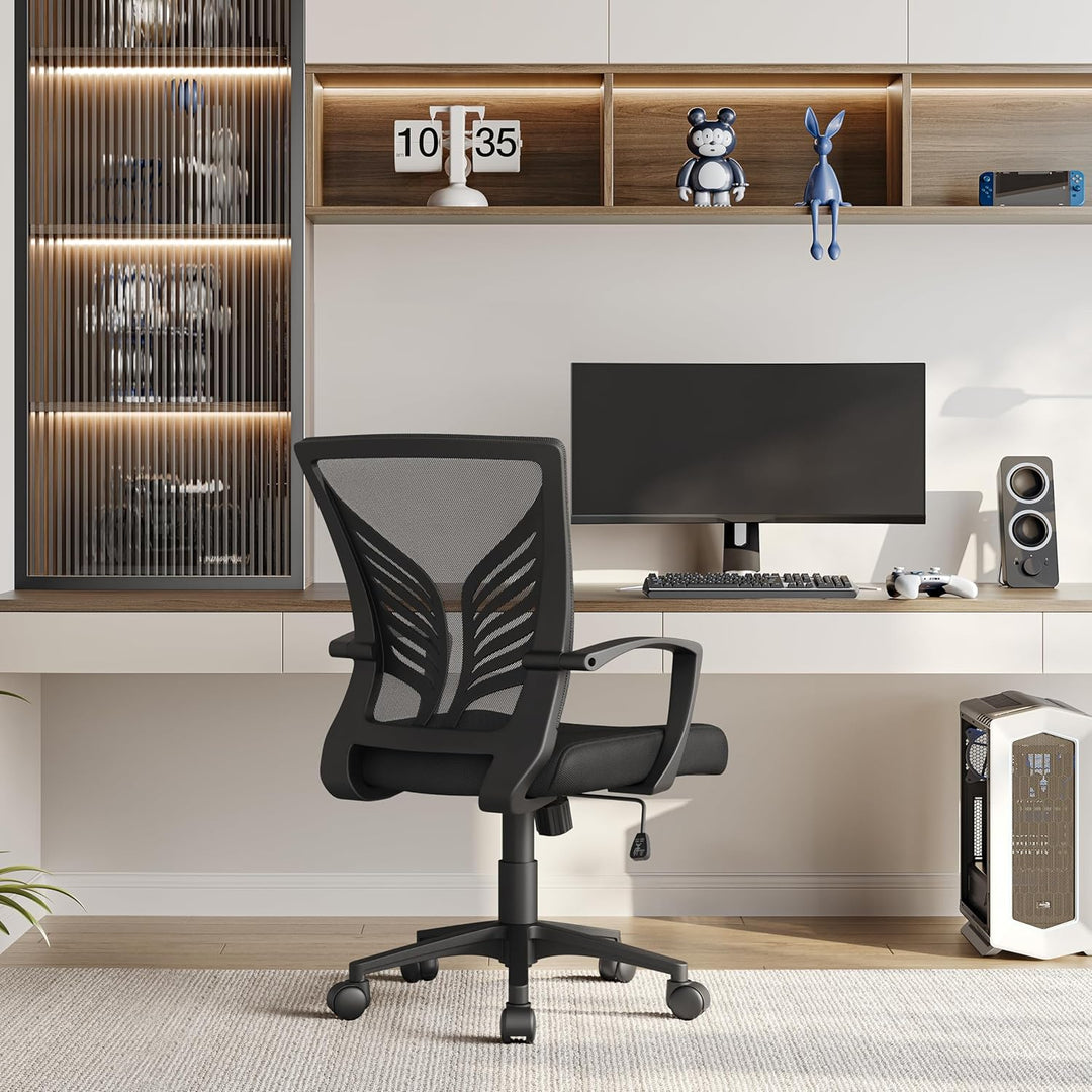 Yaheetech Bürostuhl Ergonomisch, Höhenverstellbarer Schreibtischstuhl mit Lendenwirbelstütze im Schm