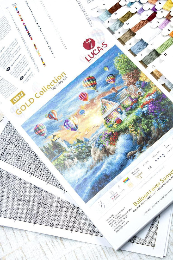 Wandteppich-Set Luca-S Gold – Luftballons über Sunset Cove G614