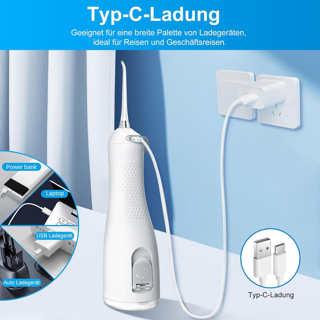 Betterchoi Munddusche Kabellos Tragbar Elektrische Zahnreiniger, 4 Reinigungsmodi, 1800 Impulse, 300