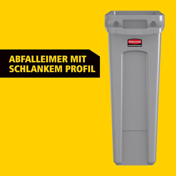 Rubbermaid Commercial Products 1955959 Vented Slim Jim-Abfalltonne, Kunststoff, 60 L, Schwarz Schwar