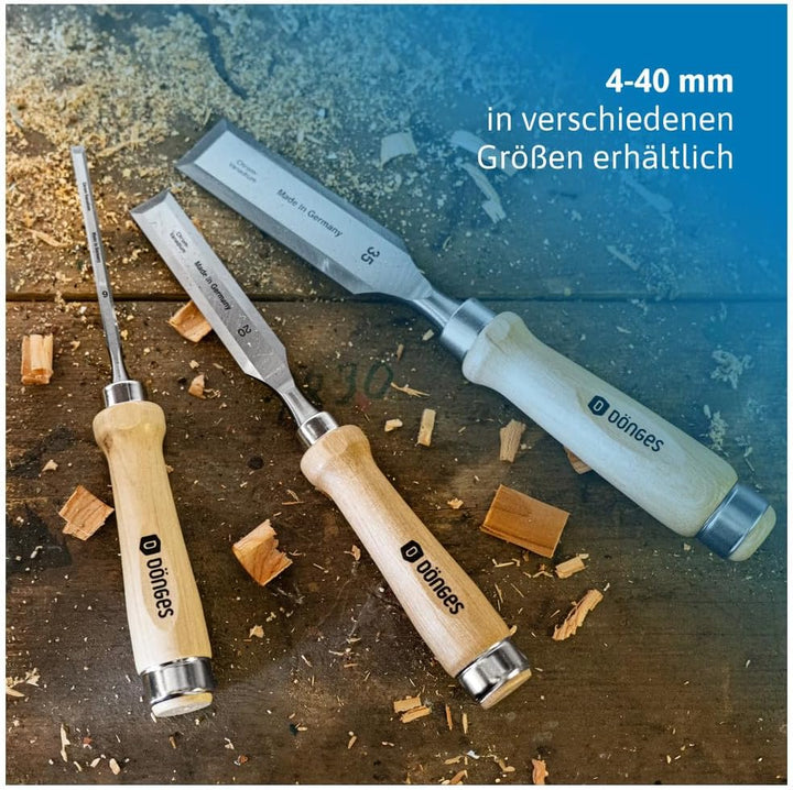 Dönges Stechbeitel 6 mm, mit Holzheft aus Weissbuche, mit Seitenfase | Made in Germany | Stecheisen