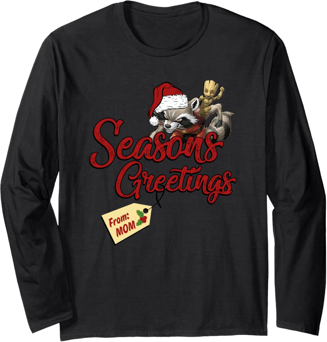 Marvel Groot Rocket Greetings From Mom Weihnachten Langarmshirt