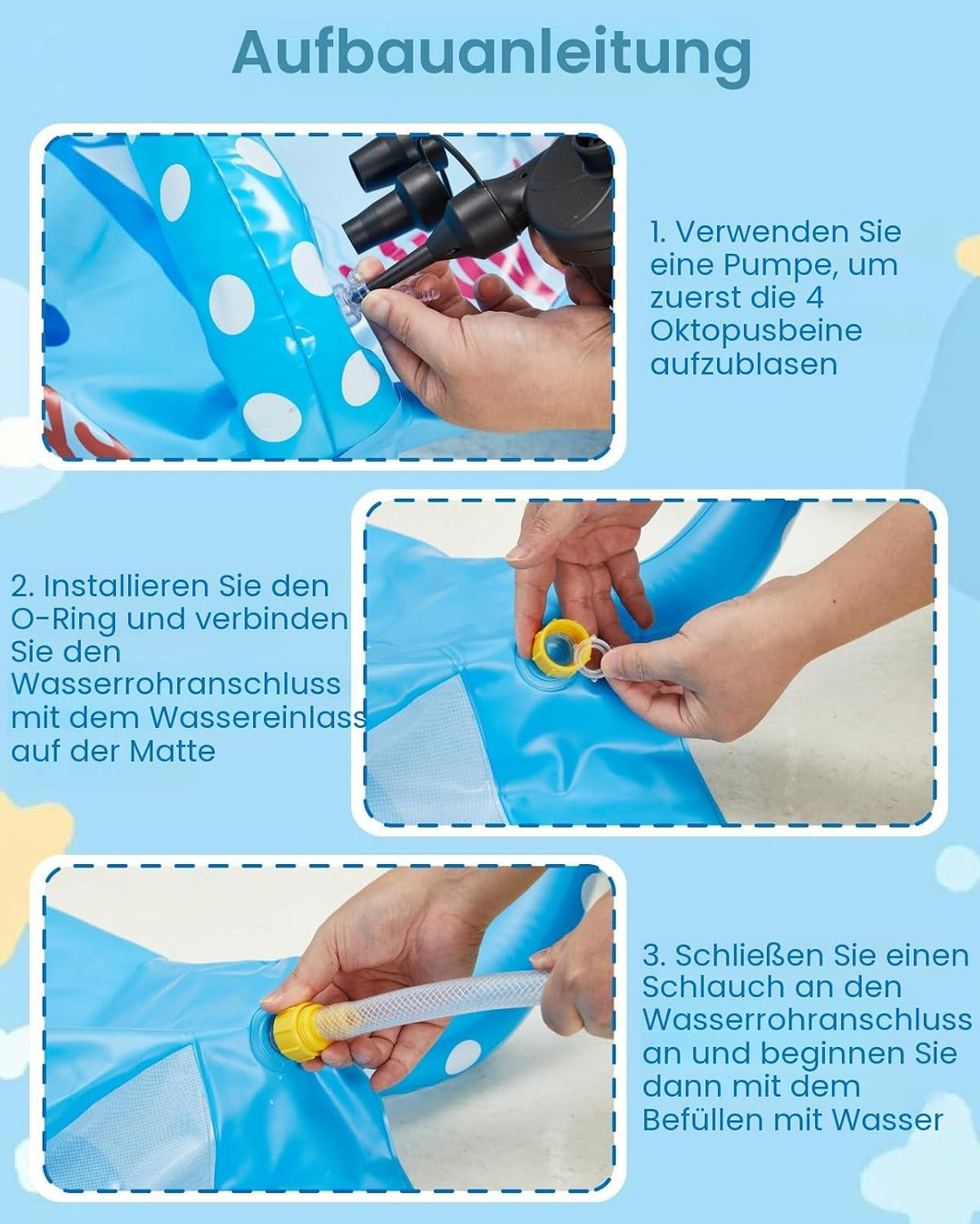Anpro Sprinkler für Kinder, Aufblasbare Octopus-Wasserspielzeuge für Jungen und Mädchen, Sommer Outd