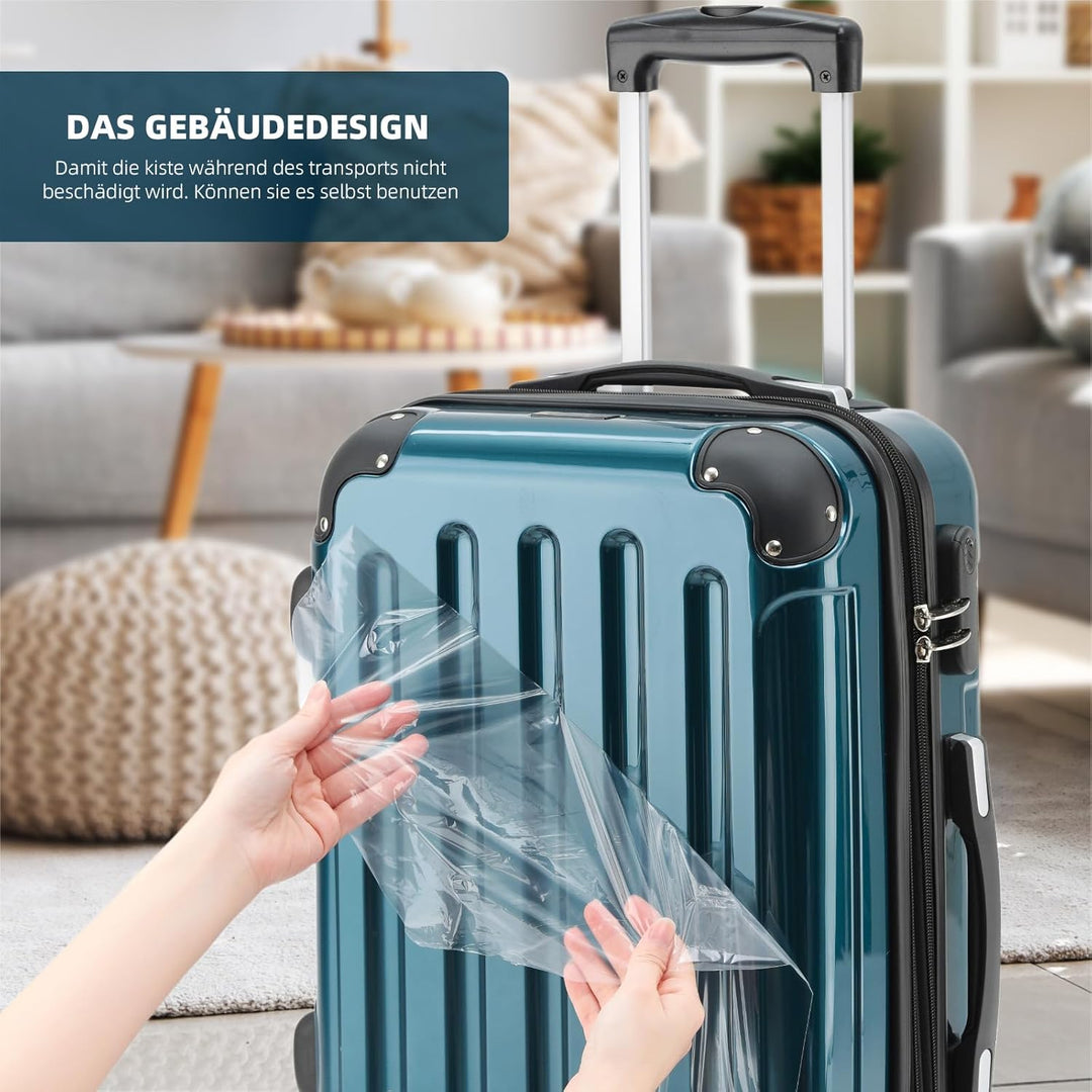 BEIBYE- 3er Kofferset Hartschalen-Koffer Reisekoffer Trolley Rollkoffer Set Reisekofferset (Rosa Gol