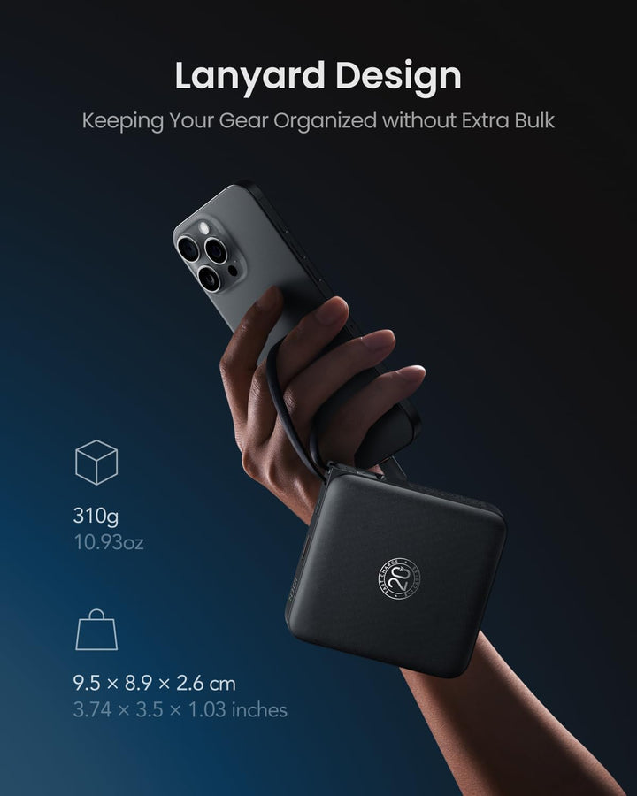 Powerbank 22,5W Power Bank mit Kabel 20000mAh USB-C Schnellladung Klein Externe Handyakkus &amp; LED-Dis
