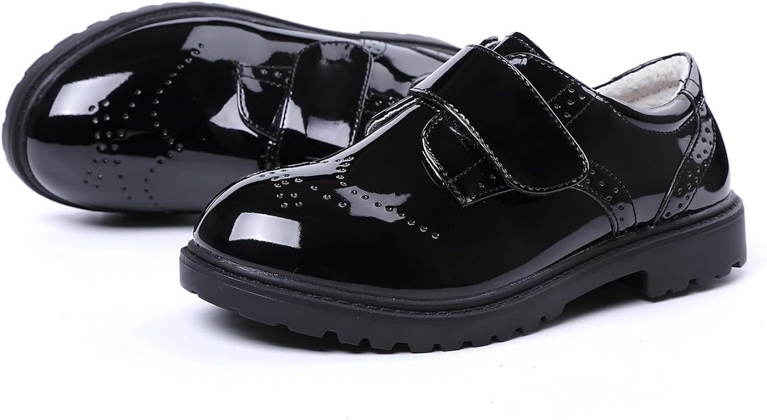 PPXID Jungen Schnürhalbschuhe wasserdichte Lackschuhe Schule Oxfords Uniform Hochzeit Anzugschuhe 34