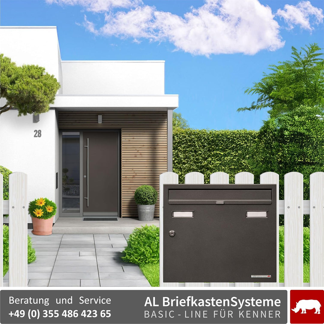 AL Briefkastensysteme Basic 3er Briefkasten DB 703 Eisenglimmer Grau 3 Fach DIN A4 wetterfest Briefk