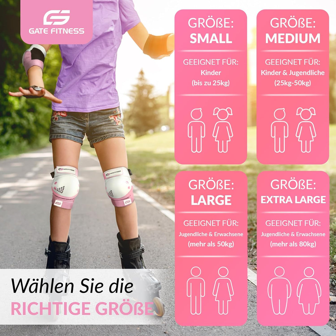 GATE FITNESS® Protektoren Set für Kinde & Erwachsene - Schutzausrüstung Set [6 Teilen] Knieschützer