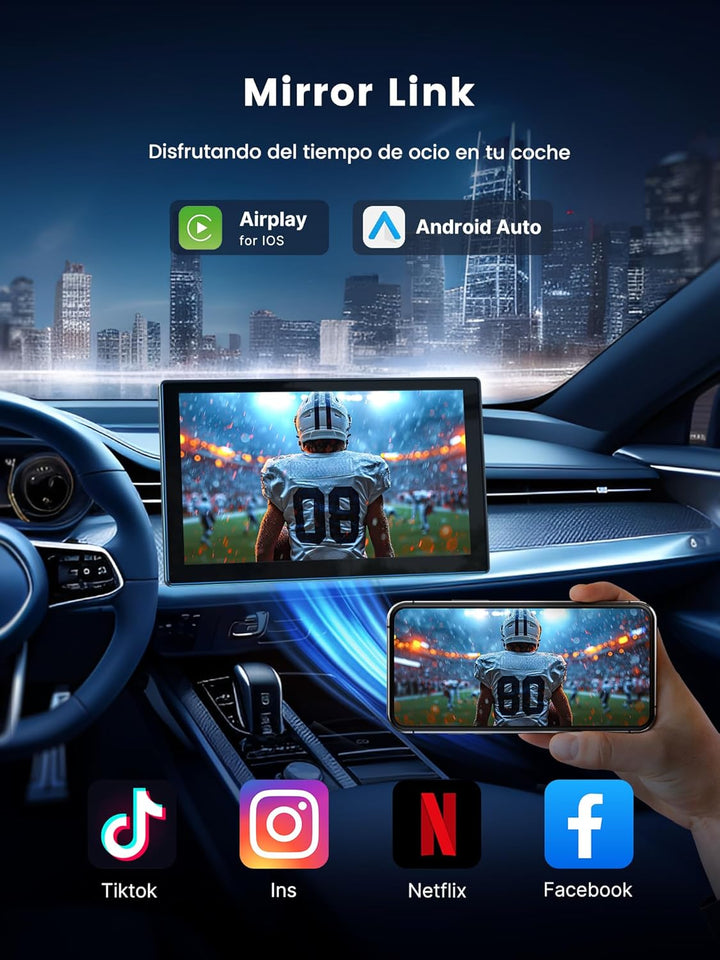Carplay Display 9" - 4K-Dashcam &amp; 1080P-Rückfahrkamera Drahtloses Tragbares für Apple Carplay &amp; Andr