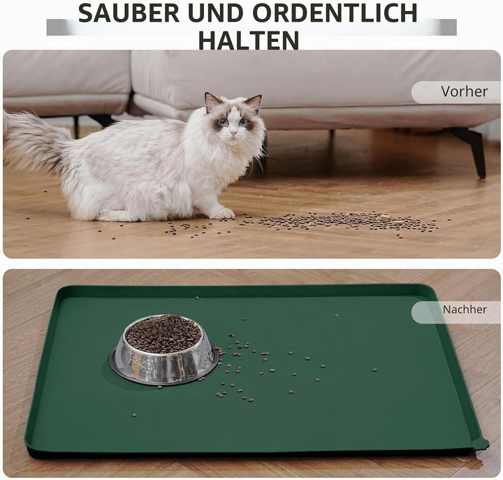 Reopet Hunde- und Katzennapfmatte, wasserdichtes, rutschfestes Silikon, Haustierfuttermatte 87 x 57