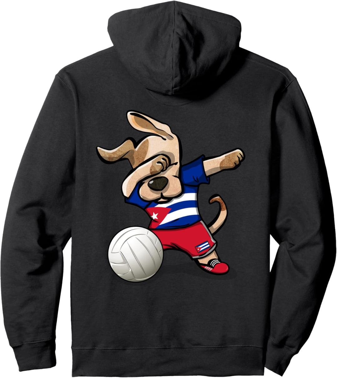 Lustiger Tupfender Hund Kuba Volleyball - Kubanische Flagge Pullover Hoodie