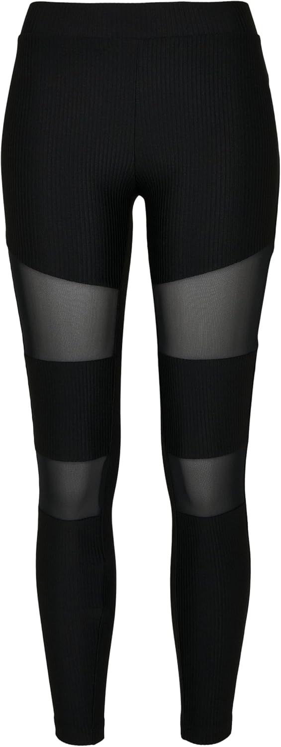 Urban Classics Damen Ladies Tech Mesh Rib Leggings M Schwarz, M Schwarz