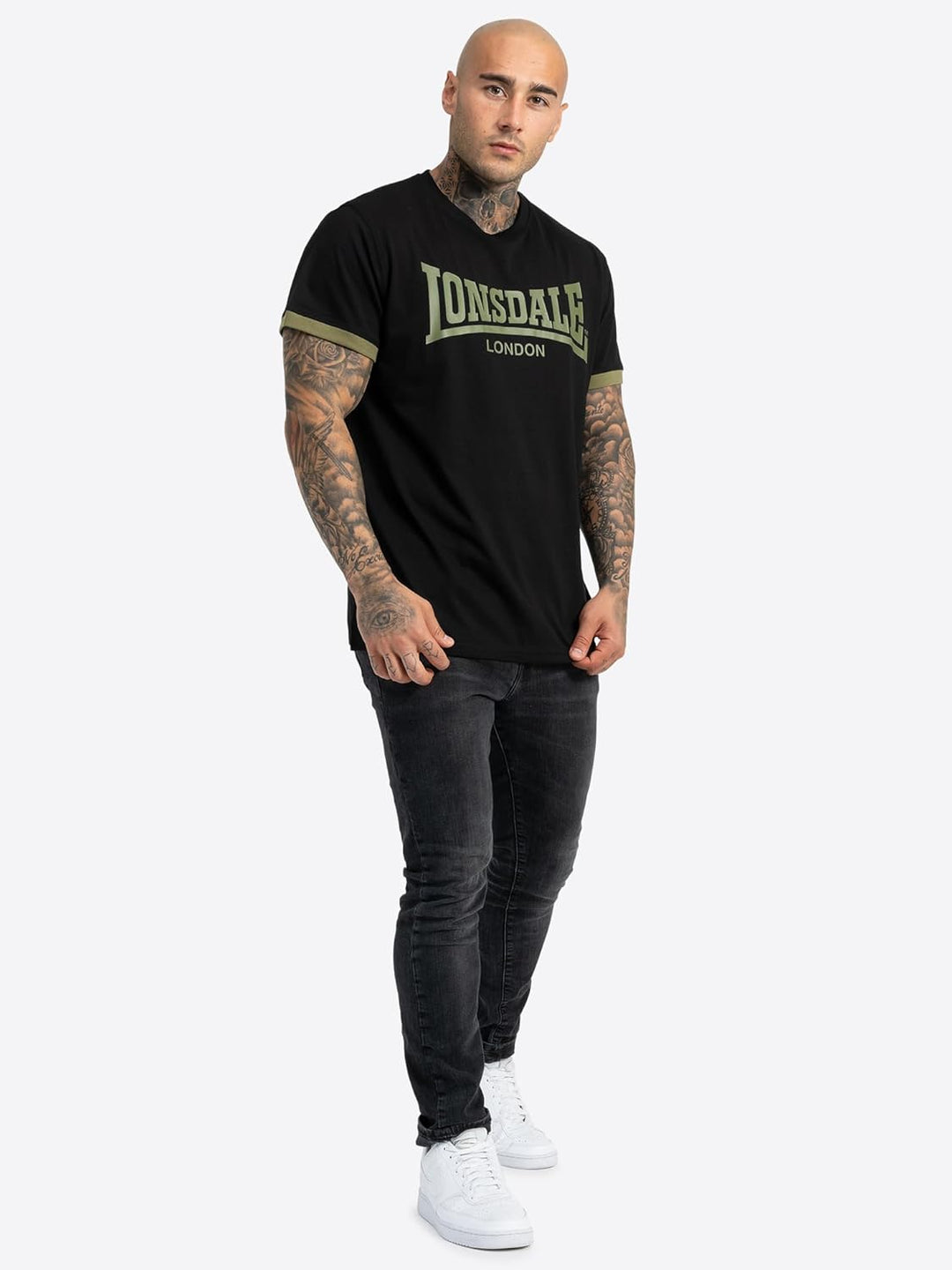 Lonsdale Herren Townhead T-Shirt XL Black/Olive, XL Black/Olive