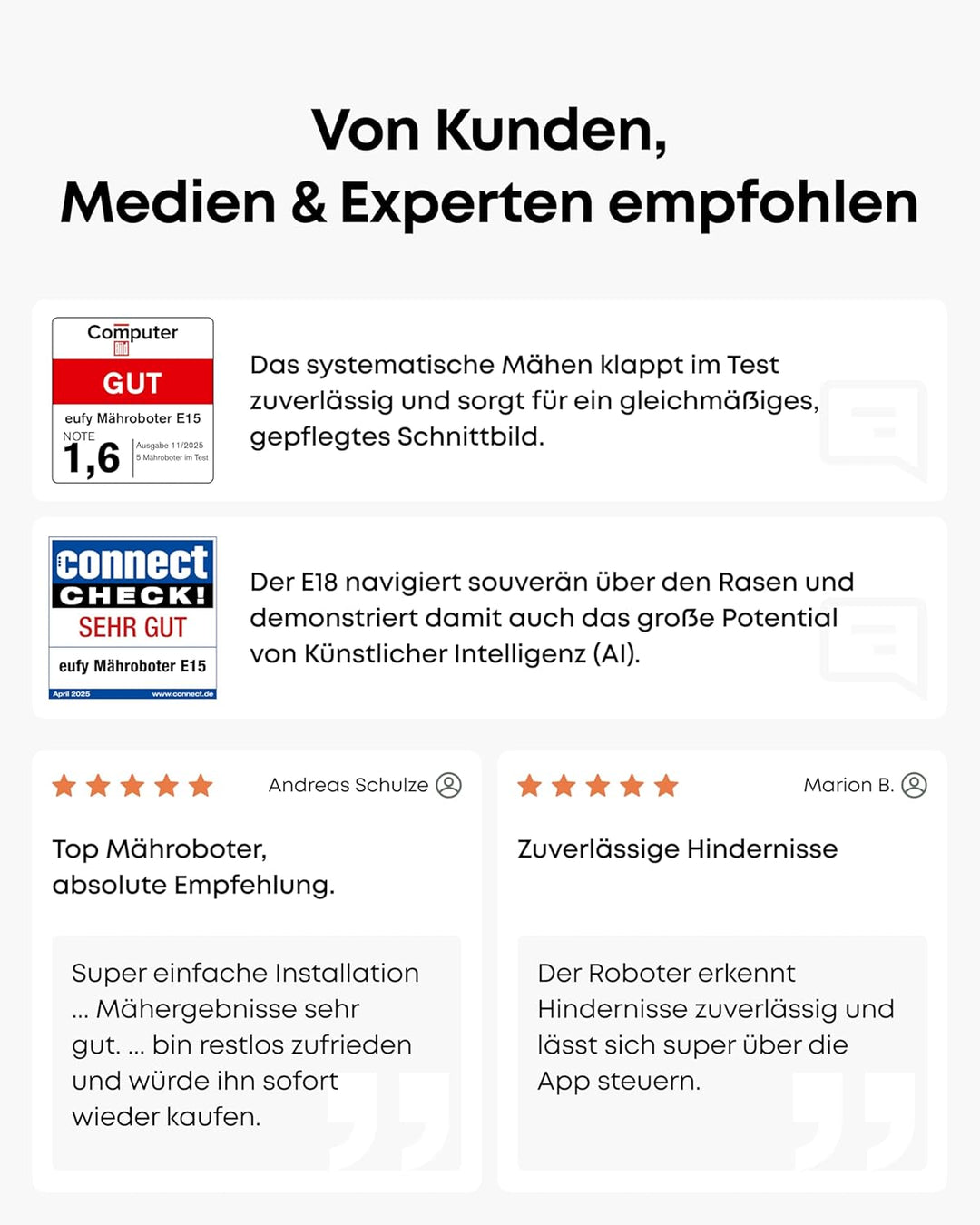 eufy E18 Mähroboter ohne Begrenzungskabel, ohne RTK & Signalausfälle, TrueVision Technologie, GNSS,