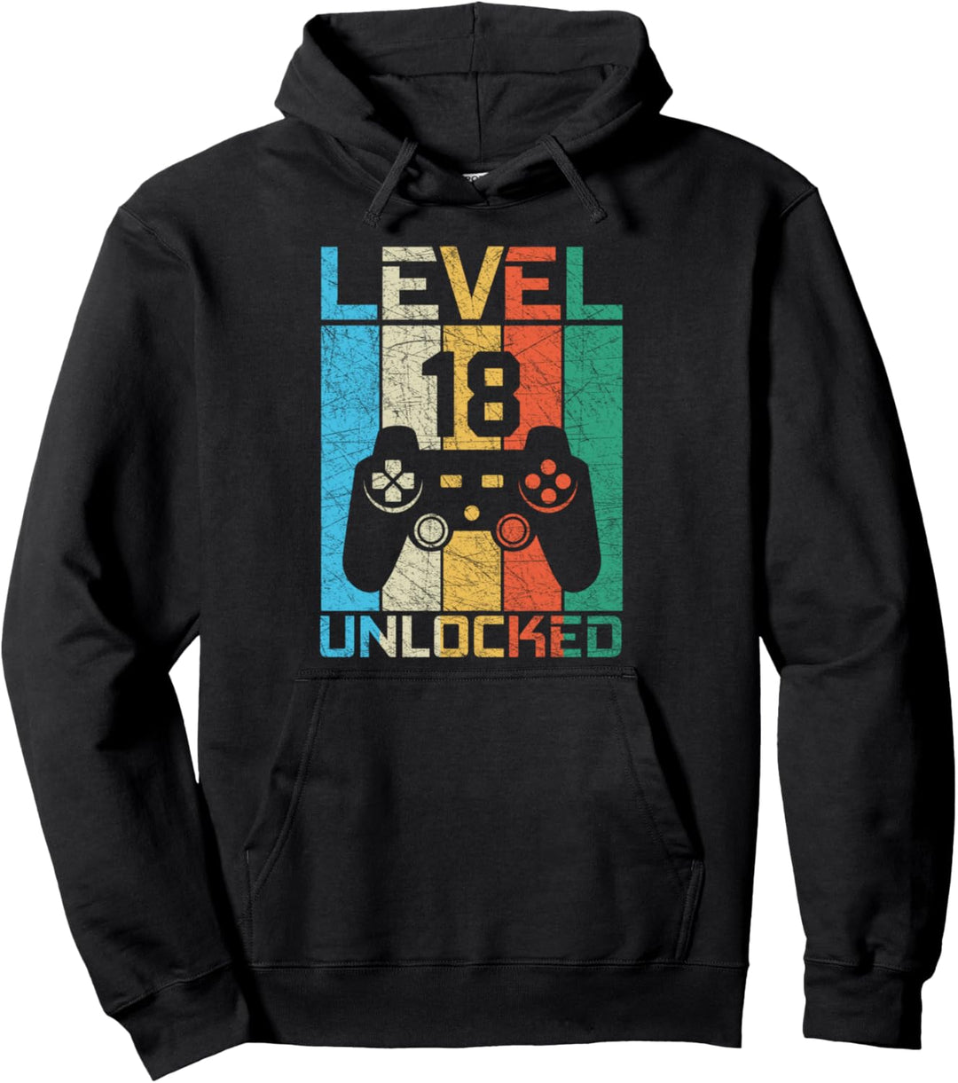 18. Geburtstag Gamer Level 18 unlocked Geschenk Vintage Pullover Hoodie