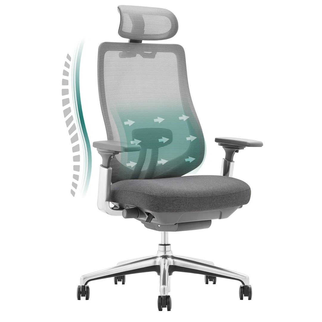 COLAMY Ergonomischer Netz-Bürostuhl, Hochleistungs-Computer-Chefschreibtischstuhl mit verstellbarem