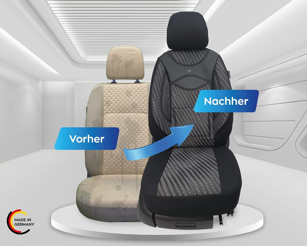 BREMER SITZBEZÜGE Mass Auto Schonbezüge kompatibel mit VW Touran 1 Fahrer &amp; Beifahrer Set ab 2003-20
