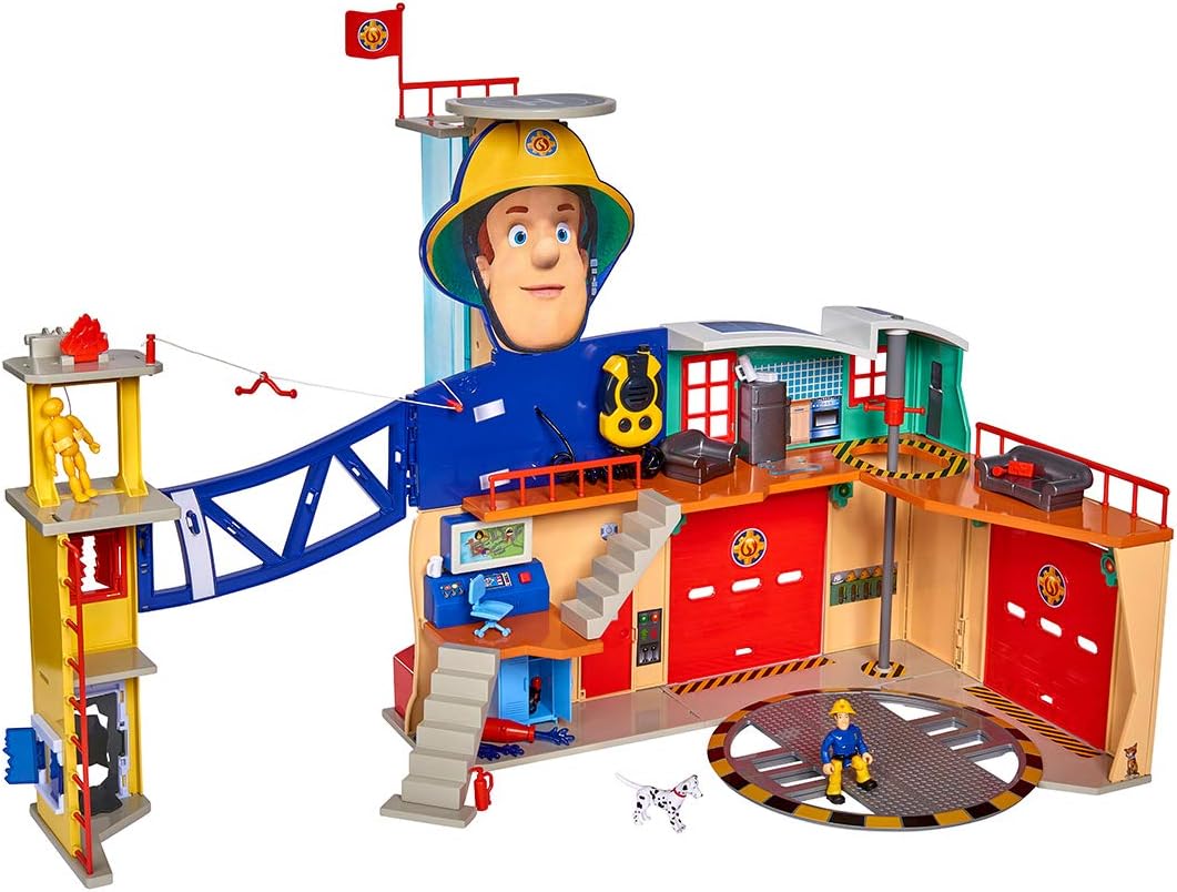 Simba - Feuerwehrmann Sam MegaFeuerwehrstation XXL grosse Feuerwehrwache inklusive Sam Spielfigur &