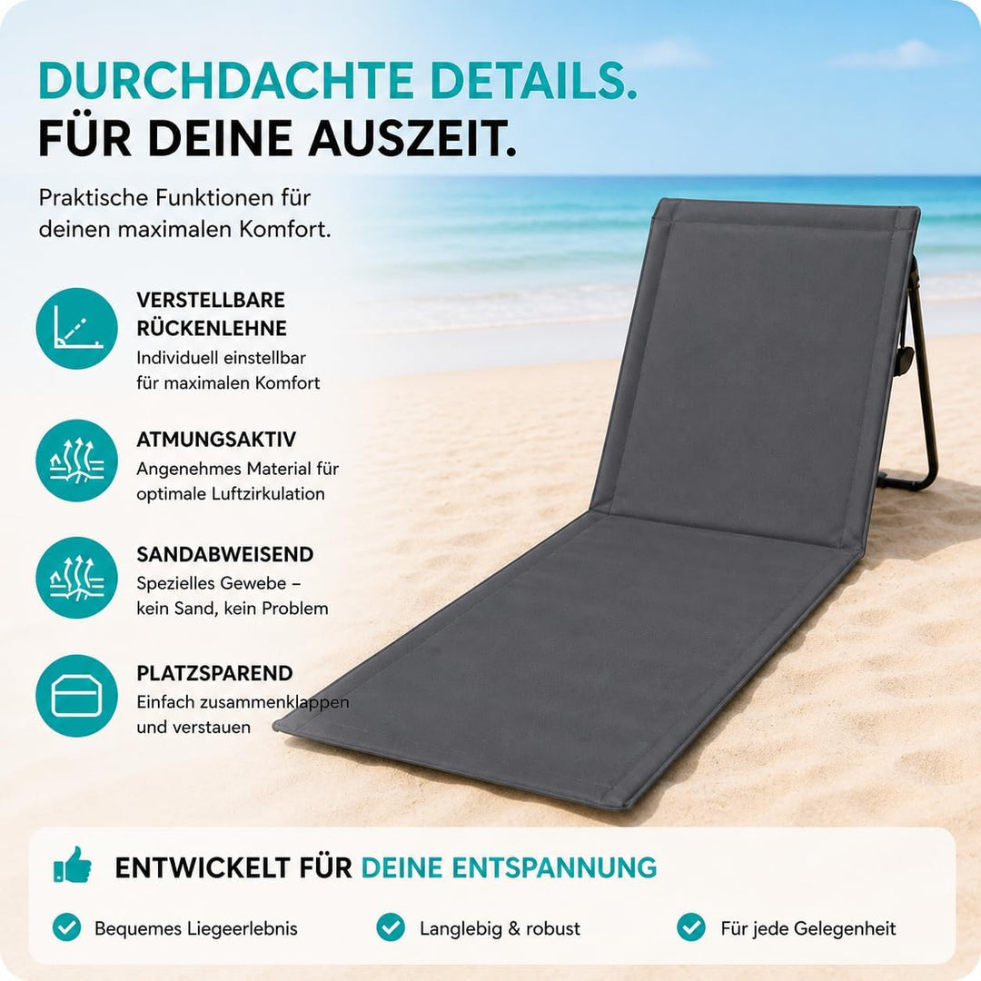 Intimo Living 2er Set Strandliegen mit stufenlos Verstellbarer Rückenlehne - Die Strandmatten gefüll