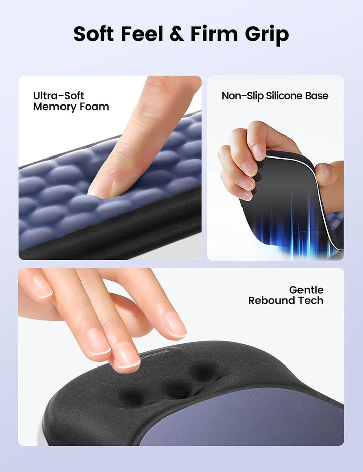 meatanty Ergonomisches Mauspad mit Gelkissen [Schmerzlinderung] [Gesunde Haltung] [Memory-Schaum] [H